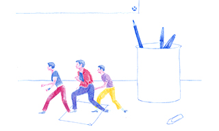 Les danseurs sur le bureua